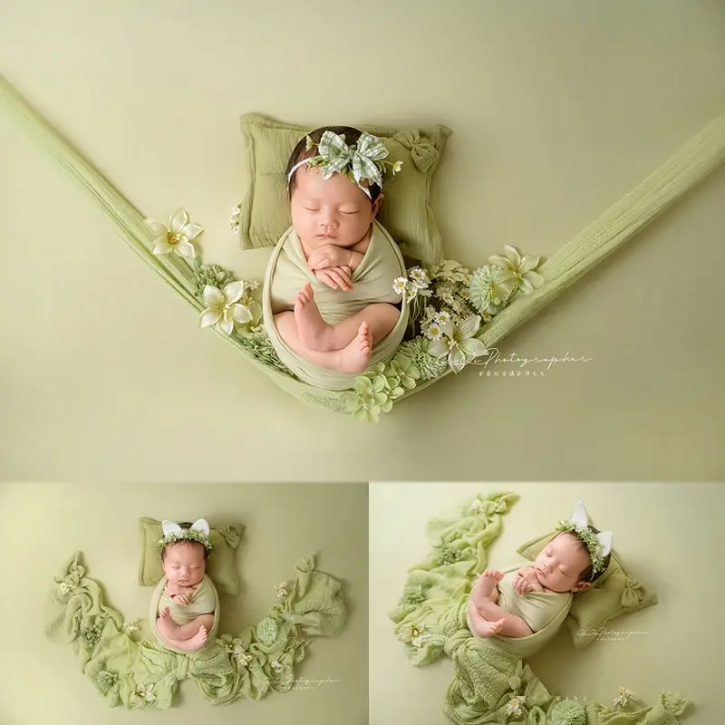Spring Green Floral Theme Set - Newborn Photography Props - Image 2